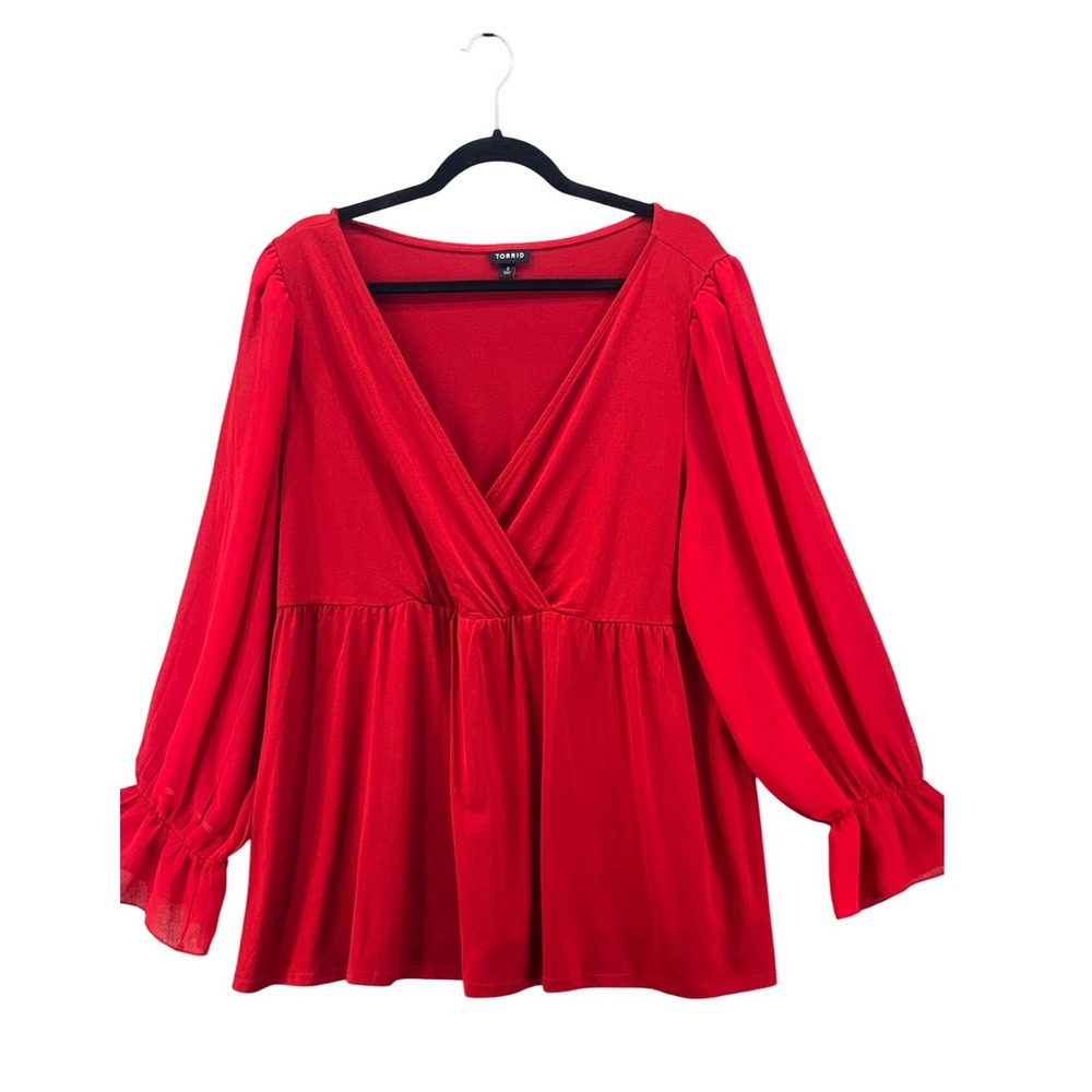 Torrid Womens Suplice Top Size 3x Stretchy Knit Elastic Sleeves Evening Holiday